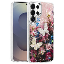 For Samsung S26 Ultra Case Epoxy Glitter 3D Beaded Butterflies + Tempered Glass