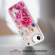 For iPhone 16e Case Epoxy Glitter with 3D Beaded Butterflies + Tempered Glass