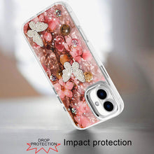 For iPhone 17 Case Epoxy Glitter with 3D Beaded Butterflies + Tempered Glass