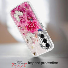 For Samsung S26 6.3" Case Epoxy Glitter 3D Beaded Butterflies + Tempered Glass