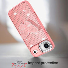 For iPhone Air Case Butterfly Grip Stand with Faux Crystals + Tempered Glass