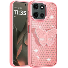 For Motorola Edge 2025 Case with Butterfly Grip Stand and Mini Faux Crystals