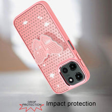 For Motorola Edge 2025 Case with Butterfly Grip Stand and Mini Faux Crystals