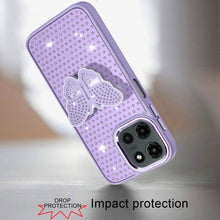 For Motorola Edge 2025 Case with Butterfly Grip Stand and Mini Faux Crystals
