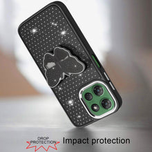 For Moto G Power 2025 Case Butterfly Grip Stand Faux Crystals + Tempered Glass