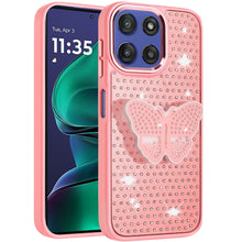 For Moto G Stylus 2025 Case Butterfly Grip Stand Faux Crystals + Tempered Glass