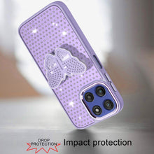 For Moto G Stylus 2025 Case Butterfly Grip Stand Faux Crystals + Tempered Glass
