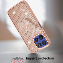 For Moto G Stylus 2025 Case Butterfly Grip Stand Faux Crystals + Tempered Glass