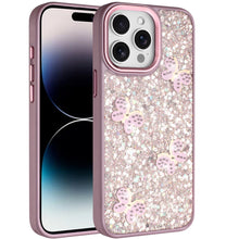 For iPhone 14 PRO MAX 6.7 in.Case Full Glitter Flakes with Cute Butterflies