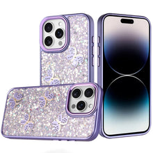 For iPhone 14 PRO MAX 6.7 in.Case Full Glitter Flakes with Cute Butterflies