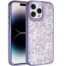 For iPhone 14 PRO MAX 6.7 in.Case Full Glitter Flakes with Cute Butterflies