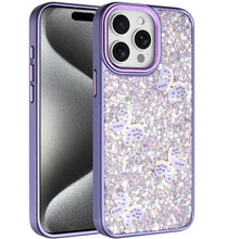 For iPhone 15 Pro Max Case Glitter Flakes w/ Cute Butterflies + 2 Tempered Glass