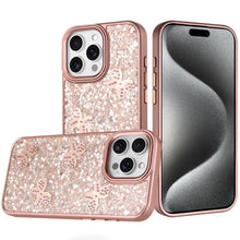 For iPhone 15 Pro Max Case Glitter Flakes w/ Cute Butterflies + 2 Tempered Glass