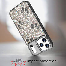 For iPhone 17 Pro Max Case Full Glitter Flakes Cute Butterflies + Tempered Glass