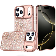 For iPhone 17 Pro Max Case Full Glitter Flakes Cute Butterflies + Tempered Glass