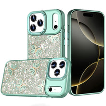 For iPhone 17 Pro Max Case Full Glitter Flakes Cute Butterflies + Tempered Glass