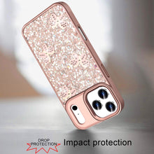 For iPhone 17 PRO Case Full Glitter Flakes w/ Cute Butterflies + Tempered Glass