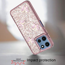 For Moto G 2025 Case Full Glitter Flakes w/ Cute Butterflies + Tempered Glass