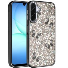 For Samsung A17 5G Case Full Glitter Flakes w/ Cute Butterflies + Tempered Glass