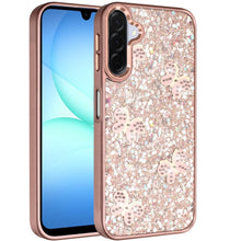 For Samsung A17 5G Case Full Glitter Flakes w/ Cute Butterflies + Tempered Glass