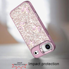 For iPhone Air Case Full Glitter Flakes with Cute Butterflies + Tempered Glass
