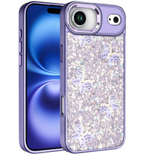 For iPhone Air Case Full Glitter Flakes with Cute Butterflies + Tempered Glass