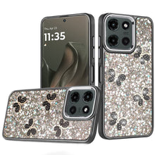 For Motorola Edge 2025 Case Full Glitter Flakes with Cute Butterflies Cover