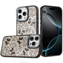For iPhone 16 PRO MAX Case Glitter Flakes with Cute Butterflies + Tempered Glass