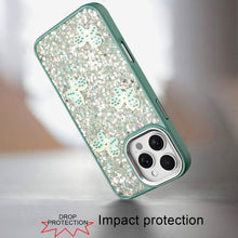 For iPhone 16 PRO MAX Case Glitter Flakes with Cute Butterflies + Tempered Glass