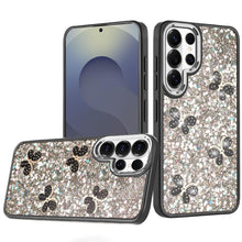 For Samsung S26 Ultra Case Full Glitter Flakes Cute Butterflies + Tempered Glass