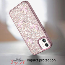 For iPhone 11 6.1 in. Case Full Glitter Flakes Cute Butterflies + Tempered Glass