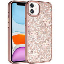 For iPhone 11 6.1 in. Case Full Glitter Flakes Cute Butterflies + Tempered Glass