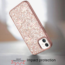 For iPhone 11 6.1 in. Case Full Glitter Flakes Cute Butterflies + Tempered Glass