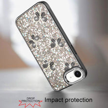 For iPhone 16e Case Full Glitter Flakes with Cute Butterflies + Tempered Glass