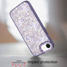 For iPhone 16e Case Full Glitter Flakes with Cute Butterflies + Tempered Glass