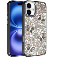 For iPhone 17 Case Full Glitter Flakes with Cute Butterflies + Tempered Glass