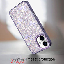 For iPhone 17 Case Full Glitter Flakes with Cute Butterflies + Tempered Glass