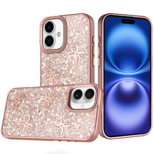 For iPhone 17 Case Full Glitter Flakes with Cute Butterflies + Tempered Glass