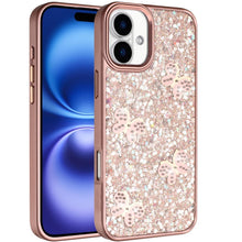 For iPhone 17 Case Full Glitter Flakes with Cute Butterflies + Tempered Glass