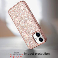 For iPhone 17 Case Full Glitter Flakes with Cute Butterflies + Tempered Glass