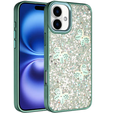 For iPhone 17 Case Full Glitter Flakes with Cute Butterflies + Tempered Glass