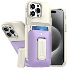 For iPhone 15 Pro Max Case Card Holder w/ Kickstand and Strap + 2 Tempered Glass