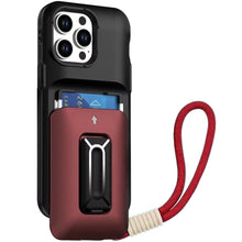 For iPhone 15 Pro Max Case Card Holder w/ Kickstand and Strap + 2 Tempered Glass
