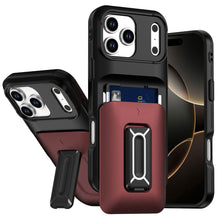 For iPhone 17 PRO Case 2x Card Holder with Kickstand and Strap + Tempered Glass