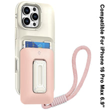 For iPhone 16 PRO MAX Case Card Holder with Kickstand and Strap + Tempered Glass