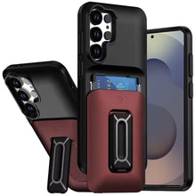 For Samsung S25 Ultra Case Card Holder with Kickstand and Strap + Tempered Glass