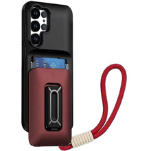 For Samsung S25 Ultra Case Card Holder with Kickstand and Strap + Tempered Glass