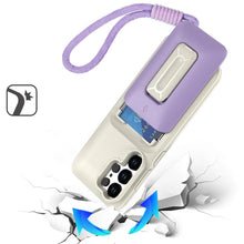 For Samsung S25 Ultra Case Card Holder with Kickstand and Strap + Tempered Glass