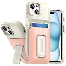 For iPhone 15 Case Thic Card Holder with Kickstand and Strap + 2 Tempered Glass