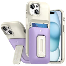 For iPhone 15 Case Thic Card Holder with Kickstand and Strap + 2 Tempered Glass